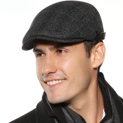Winter Warm Retro BritishStyle Octagonal Hat Newsboy Cap,Men Solid Color Snowflake Wheat Texture Plaid Driving Cap for Gathering