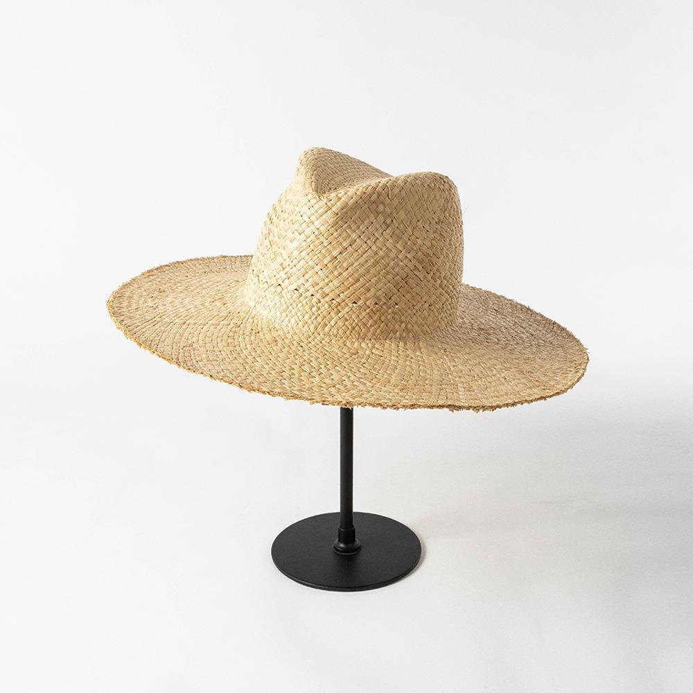 DIY Natural Raffia Hat Body Millinery Summer Straw Hat Wide Brim Panama Hat Kentucky Derby Sun Hat with pompom flower belt bow