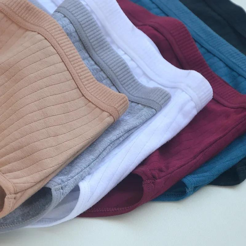 6pcs Cotton Women Panties Lady Plus Size Underwear High Waist Briefs Breathable Solid Color Female Lingerie Shorts