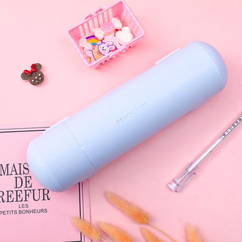 

Многофункциональный пенал большой емкости, двухслойные пеналы, креативный цилиндрический держатель для ручек, детские канцелярские принадлежности синий