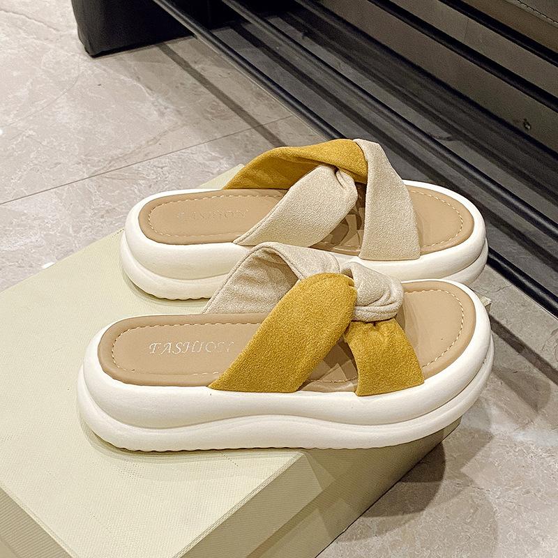 

Модные женские новые пляжные сандалии на платформе с перекрестными ремешками, крутые шлепанцы, женская летняя обувь, интернет-знаменитости 35 жёлтый