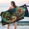 Dinosaur Bath Towel with Cute Dinosaur Dino Eggs Design Bathing, Swimming Spa High Absorbency Microfiber Beach Towel