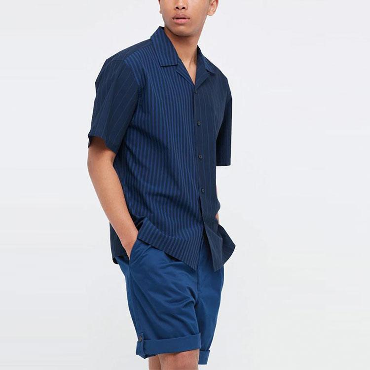 Uniqlo X JW Anderson Striped Loose Fit Short Sleeve Shirt Men Shirts Navy 447099-69