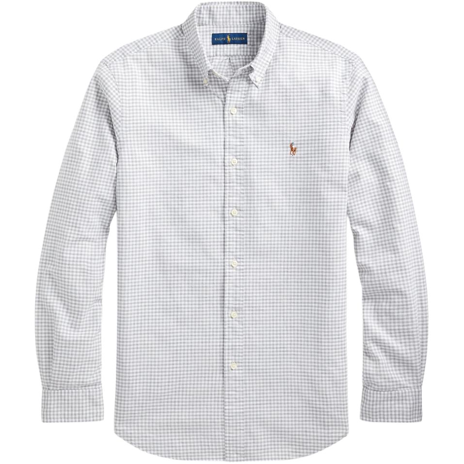 

Polo Ralph Lauren Рубашка мужская в клетку с вышивкой пони, однобортная, с длинным рукавом, светло-серая 710823145-002 XL