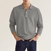 Spring and Autumn Long Sleeve V-Neck Buttons Men's Casual Top Polo Shirt