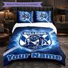 Canterbury-Bankstown Bulldogs Customized Name Text Bedding Set, 1 Duvet Cover & 2 Pillowcases Personalized Bedroom Gift