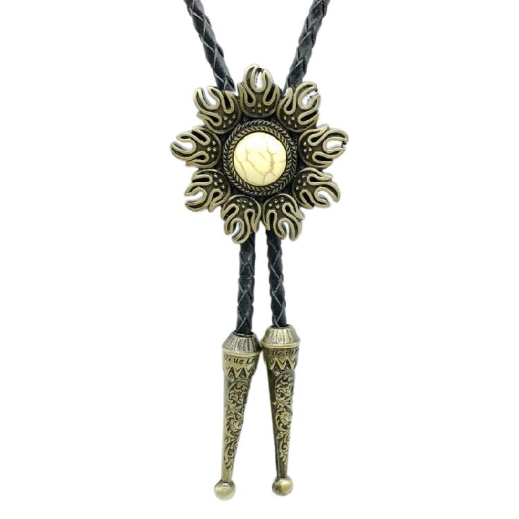 

Sun Shape Stone Jewelry Bolo Tie Cowboy Western Necklace American Shirt Chain жовтий