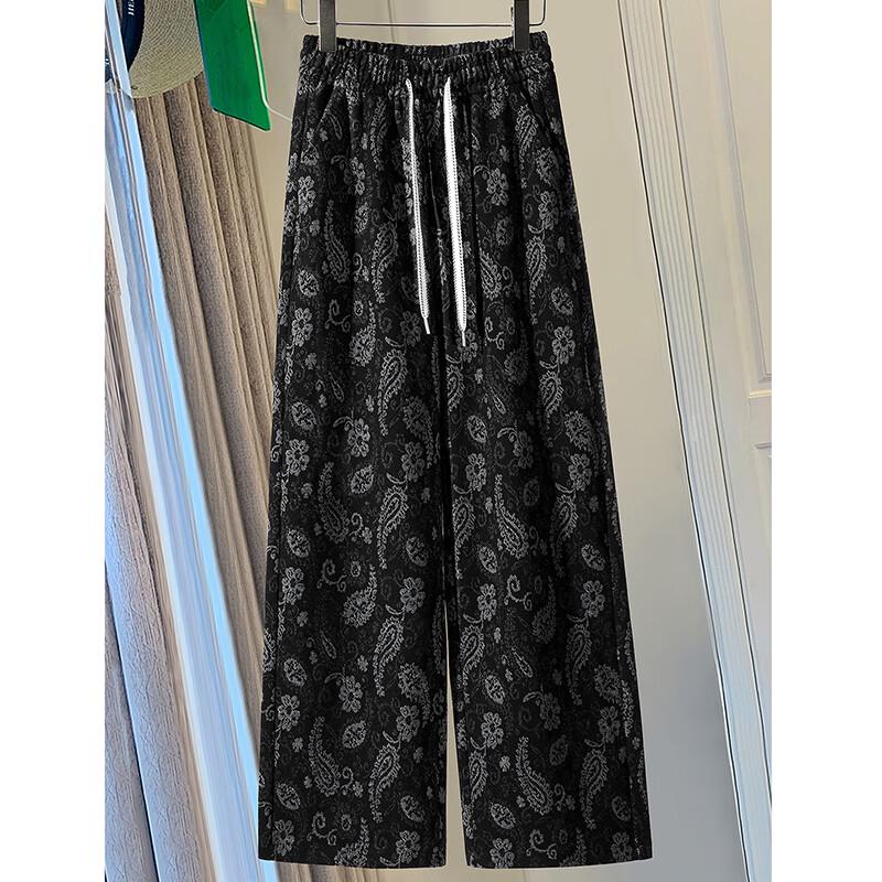 Women's Paisley Print Drawstring Elastic Waist Casual Long Pants