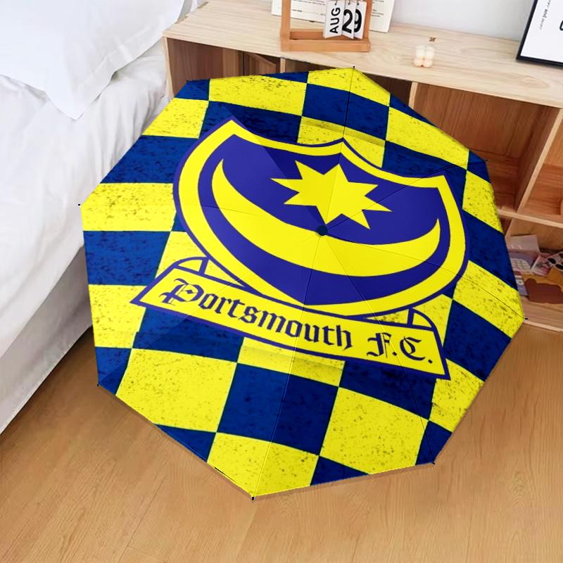 1PC Ports-mouth Fc Anniversary Printed Umbrella Folding Umbrella, Automatic Umbrella 8-Frame for Travel, Camping Fan Gifts Christmas Gifts