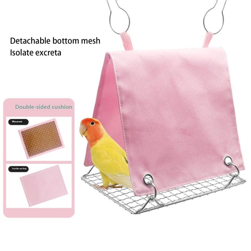 Steel Bird Bed Hammock Tent For Parakeets Lovebirds Snuggles Huts With Double Side Mat Ventilation Design For Cockatiels