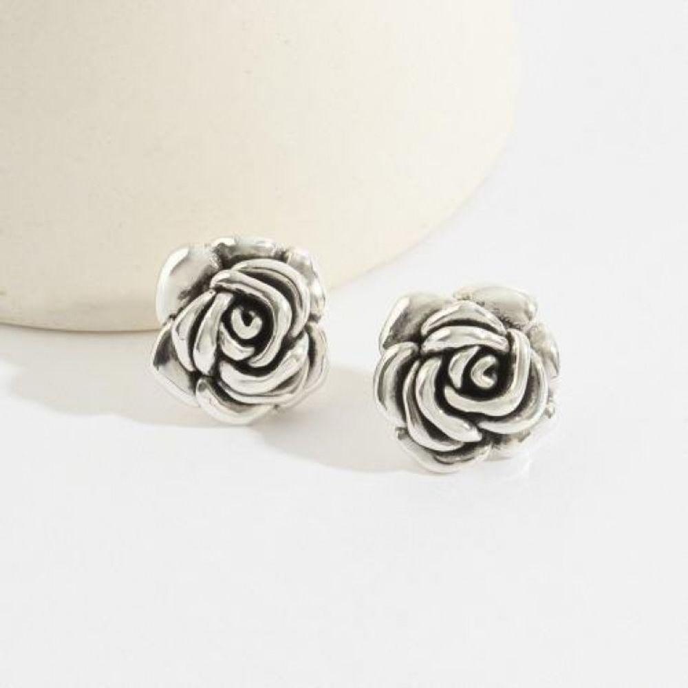 Blooming Rose Bold Earrings 2.5cm Flower Silver Earrings