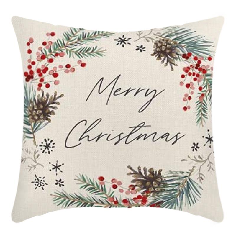 Weihnachtsmann Leinenkissen Wohnzimmer Cartoon Elch Geschenk Dekoration Sofa Rücken Print Kissenbezug