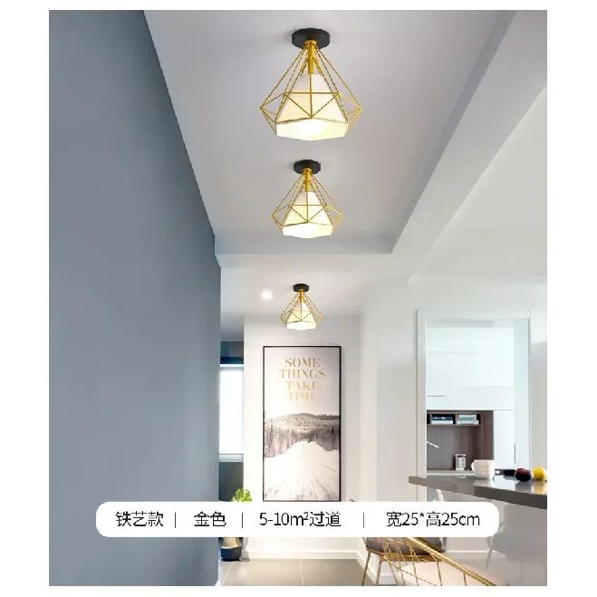 Iron Aisle Lights Corridor Balcony Ceiling Lights LED Nordic Style Personalized Creative Lights Luxury Chandelier Entrance Light