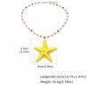 Large Resin Starfish Pendant Necklace for Women, Colorful Glass Beaded Choker, Boho Beach Statement Jewelry