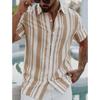 2026 Men's Summer New Style Turn-down Collar Striped Short-sleeve Casual Versatile Shirt