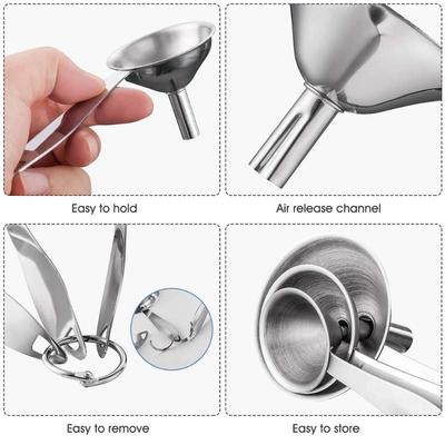 Premium Stainless Steel Long Handle Mini Kitchen Funnel with Cleaning Brush Multi-Purpose Funnel for Transferring Essential Oils