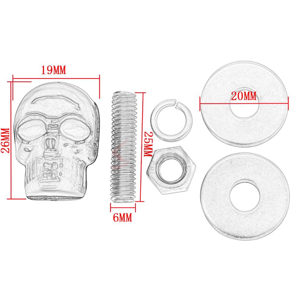 Motorcyle 10pcs Plastic & Steel Skull License Plate Frame Bolts Screws Caps Fastener Fit Any 6mm Bolts Motor Universal