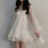 Summer fun temptation suspender nightdress women's lace nightgown loungewear with chest pad mesh sexy pajama set