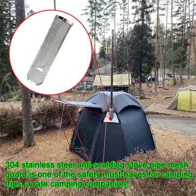 Couvercle de cheminée pour poêle de tente portable Installation facile Texture acier inoxydable pour la randonnée, le camping et les voyages en sac à dos