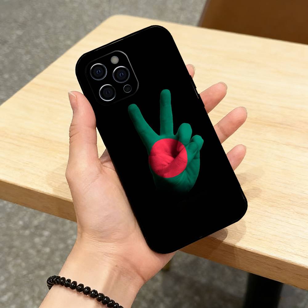 B-Bangladesh Flag Phone Case For iPhone 17,16,15,14,13,12,11 Plus,Pro Max,XS,Soft Silicone Black Cover iPhone15plus