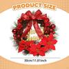 Artificial Christmas Wreath (30 Cm) with Bow for Hanging, Suitable Front Door, Fireplace, Party