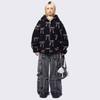 Dames hoodie met fleece voering en all-over strikprint Rits Streetwear Casual Top