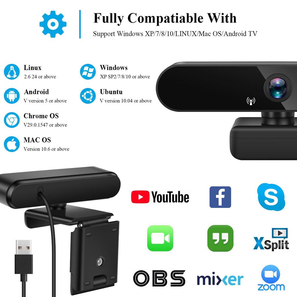 X13 HD Webcam: 1080p/2K/4K USB Camera for Online Classes & Live Broadcasts