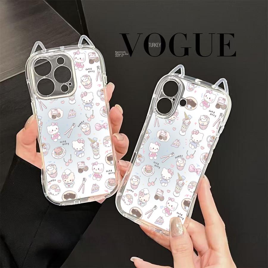 Sanrio Cat Ear Apple Phone Case for iPhone 16/11 iPhone 15 Plus