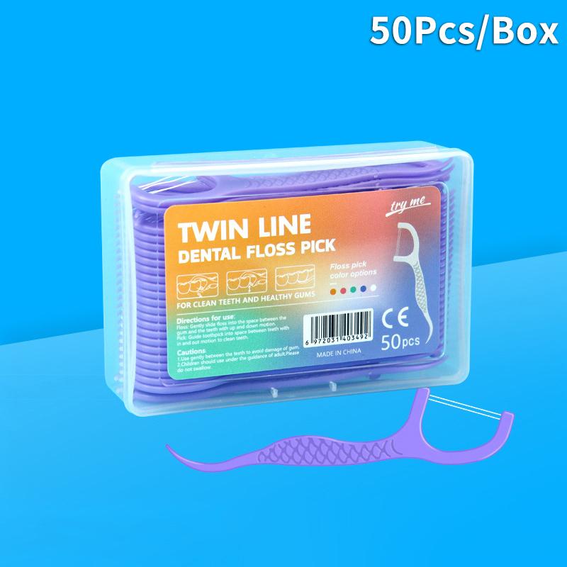 Automatic Dental Floss Storage Protable Floss Picks Dispenser Box Fruit Flavored Toothpicks Double-line Teeth Cleaning Tool