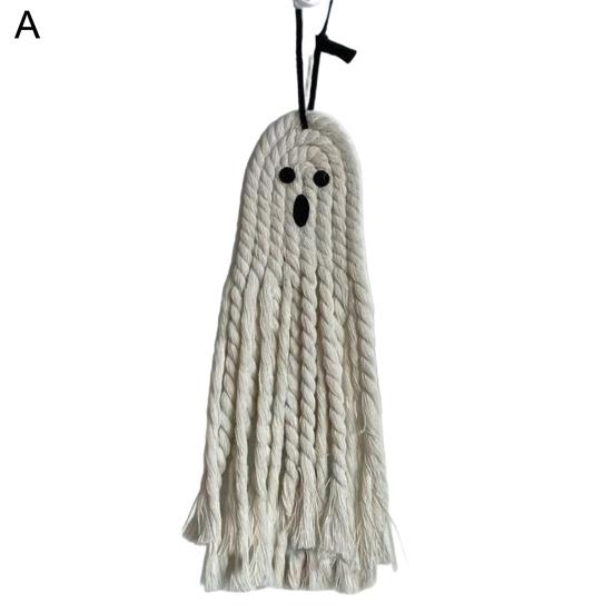 Halloween Ghost Wall Hanging Decoration Boho Handwoven Cotton Rope Ghost