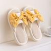 Butterfly knot linen slippers indoor cool slippers contrasting colors, simple fabric cotton linen slippers