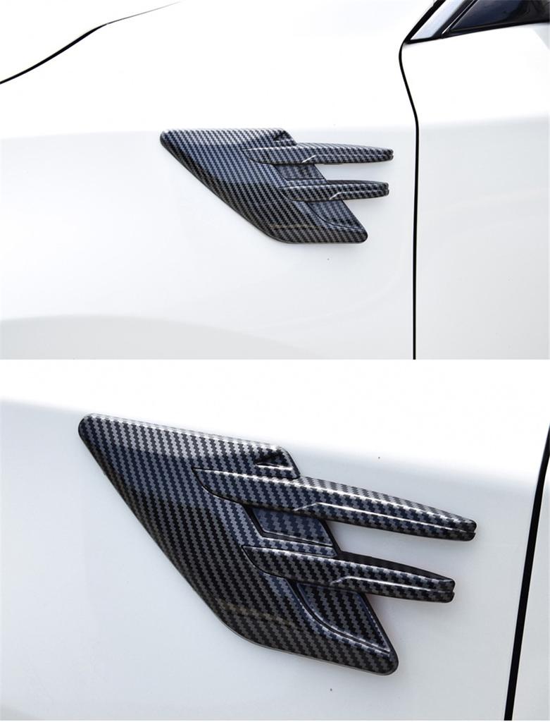 Decorative Car Side Fender Air Outlet Vent Cover Bonnet Decor Molding Part Car Styling Shark Gill Decoration Sticker Carbon Fiber Color
