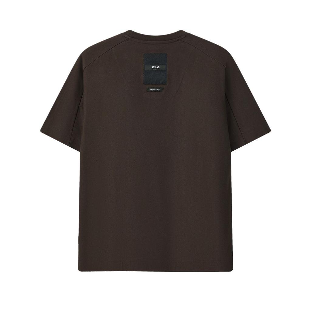 FILA Milano Series Knitted Round Neck Loose Short Sleeve T-Shirt Men tops F11M625113F-BN