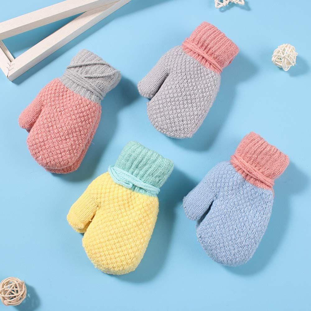 Winter Soft Plush Cute Thick Warm Knitted Mittens Kids Gloves