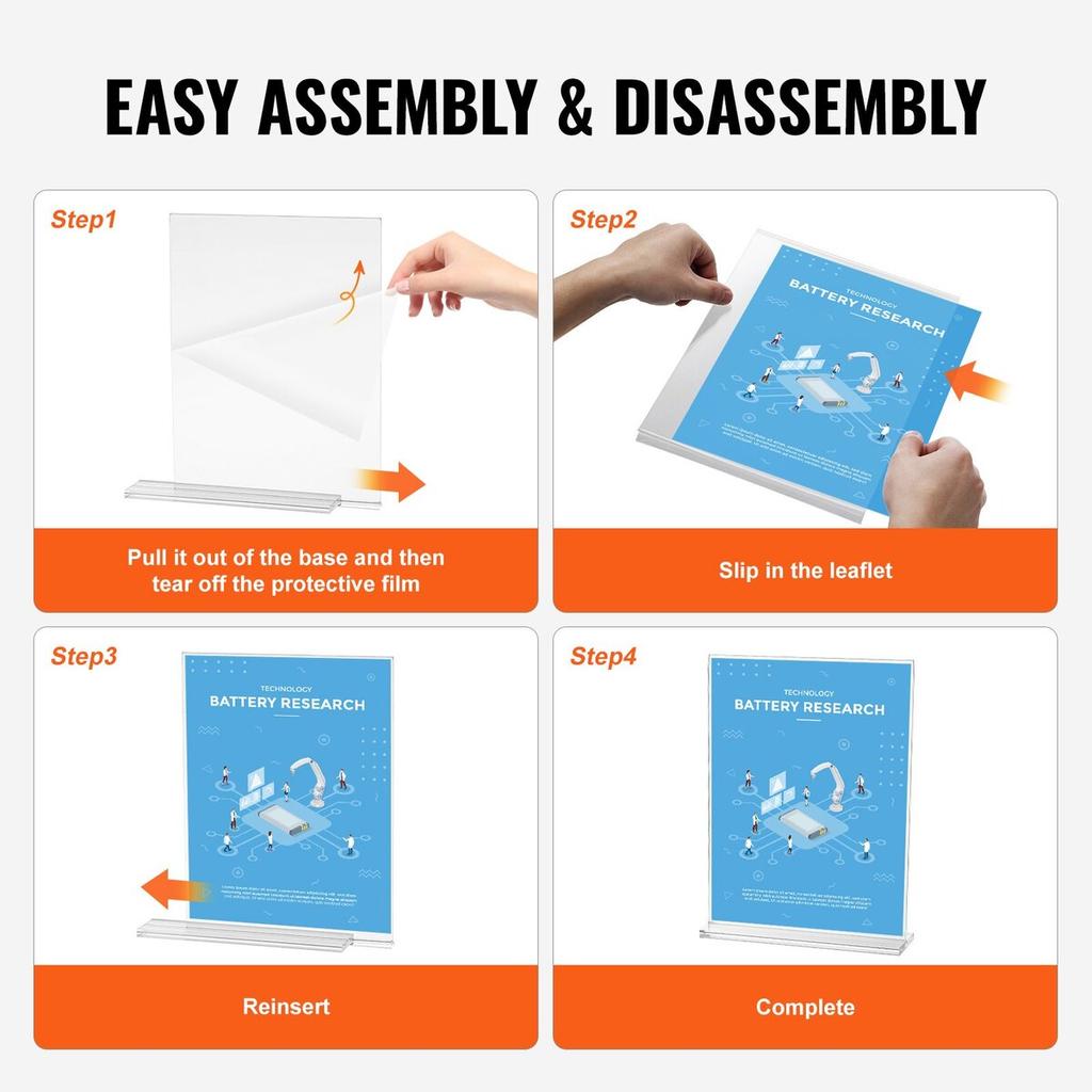 Acrylic Sign Holder 6 Pack 8.5 x 11-inch Double Sided Display Sign Stand