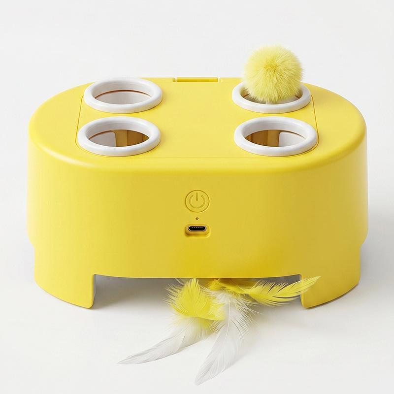 Whack Mole Automatic Spring Out Feather Pet Toy Rechargeable Interactive Toy for Cats Dogs Perfect Pet Owner Gift