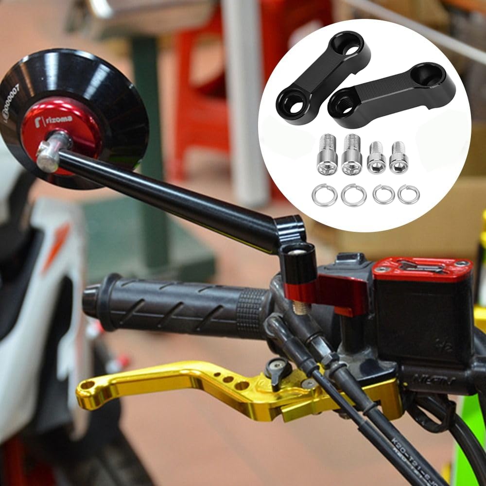 Set of 2 motorcycle mirror extension brackets | Compatible with