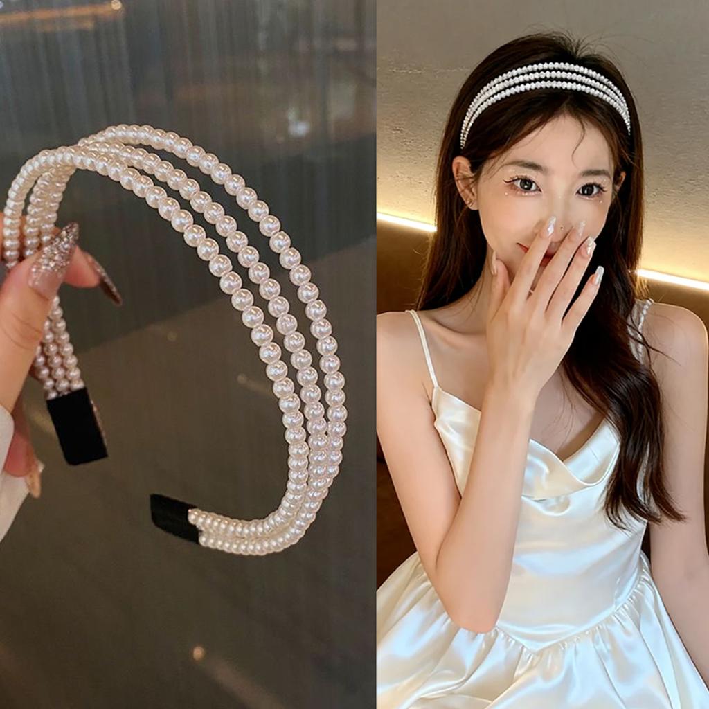 Sweet and Ethereal French-Style Pearl Headband for Women, Bridal Hair Accessory, Versatile for Girls' Daily Wear
