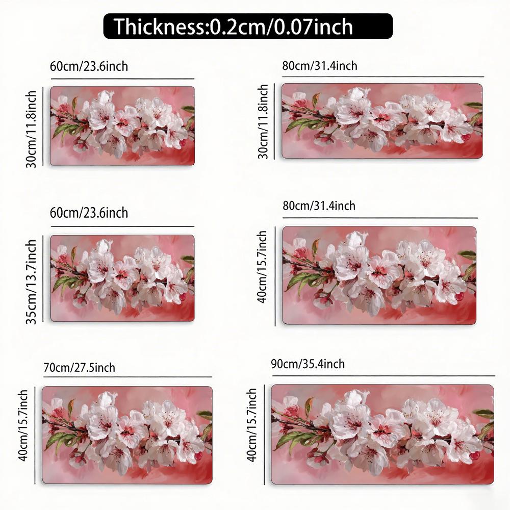 Oil Painting Style Cherry Blossom Mouse Pad Large Rubber Anti-slip Desk Accessories Mousepad for Office&Gamer Keyboard Decor Mat