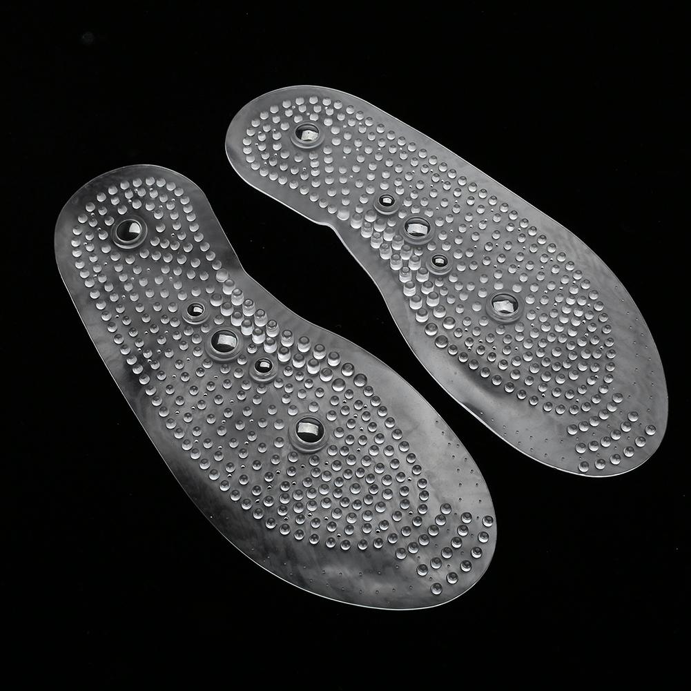 1 Pair Magnetic Therapy Health Transparent Silicone Anti Fatigue Massage Insole Pads (L)