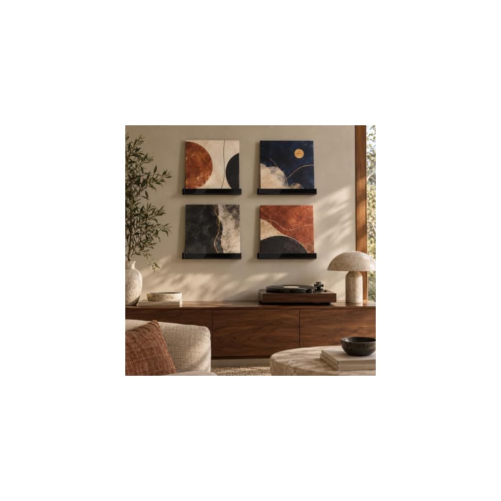 bathbath Record Rack, Wall-Mounted Record Shelf, Rental-Friendly, Pins, Screws, Tape, Suitable for