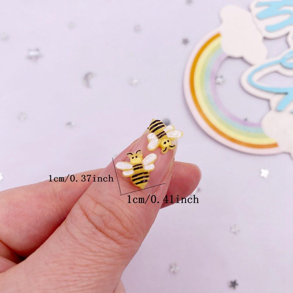 30pcs 10mm Resin Hand-painted Mini Honeybee Nails Art Flatback Cartoon Rhinestone DIY Scrapbook Appliques Accessories Crafts
