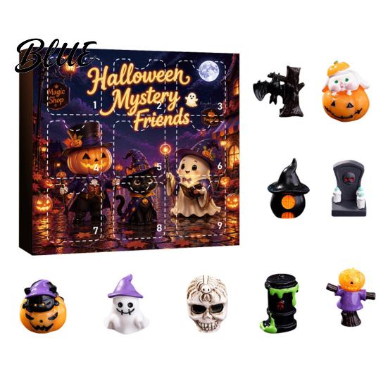 Collectibles for Sand Table Landscaping Halloween Advent Calendar with 9 Mini Resin Figures Day Spooky Countdown Miniature Horror Theme Ornaments To