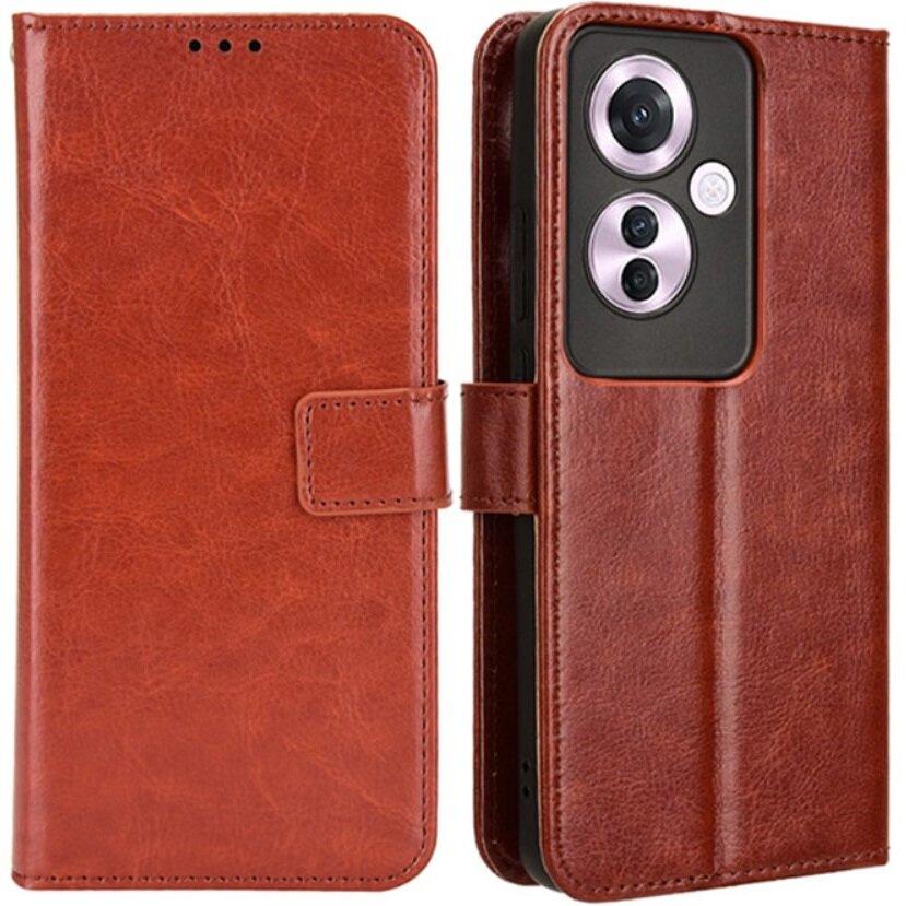 Flip Case for Oppo Reno 11F 5G, Crazy Horse Wallet, Brown