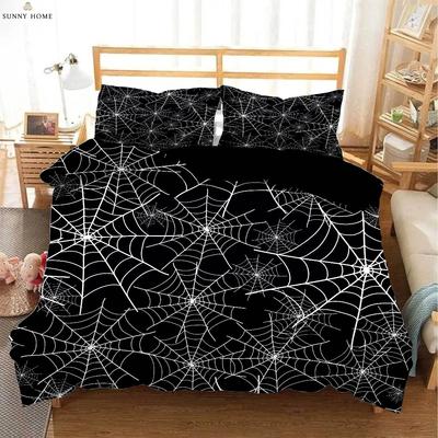 Funda Nórdica Estampado 3D Textura Animal Telaraña Negra Juego de Ropa de Cama 100% Poliéster Funda Nórdica Funda de Almohada Juego de Tres Piezas