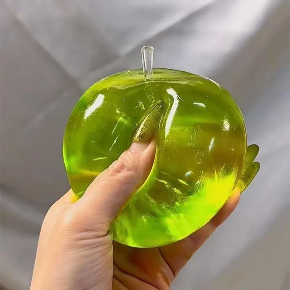Quetschbarer grüner Apfel Stressball Weiches Fidget Sensorikspielzeug für ADHS Autismus Langsam zurückfederndes Quetschspielzeug für Erwachsene Kinder Weihnachtsgeschenk