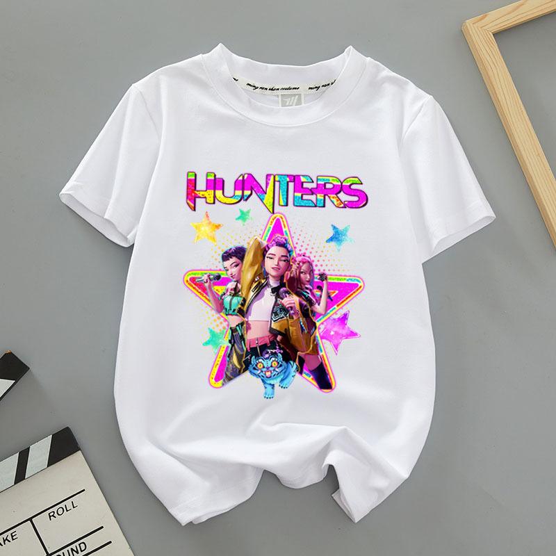 Kpop Lovci démonů Dětské oblečení Tričko s krátkým rukávem Kpop Lovci démonů Tygří Harajuku Tričko pro chlapce dívky Dárek