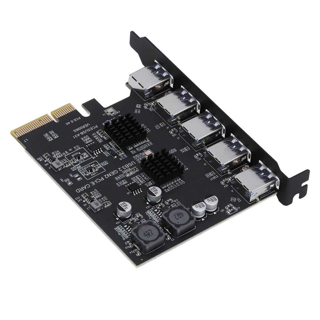 USB 3.2 Gen 2 Expansion Card 5 Port TYPE A PCI Express Card for ASM3142 10Gbps Plug and Play for Desktop PC
