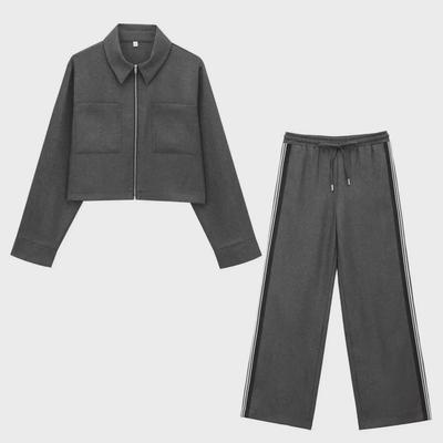 Women's Side-Striped Jacket & Trousers Casual Suit