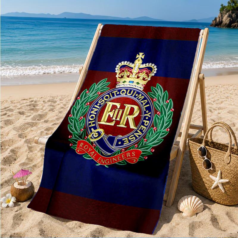 Royal Engineers Crest Emblem Beach Towel, Quick-drying, Easy to Care for, Suitable for Both Fitness and Beach Vacations,Sports Essential